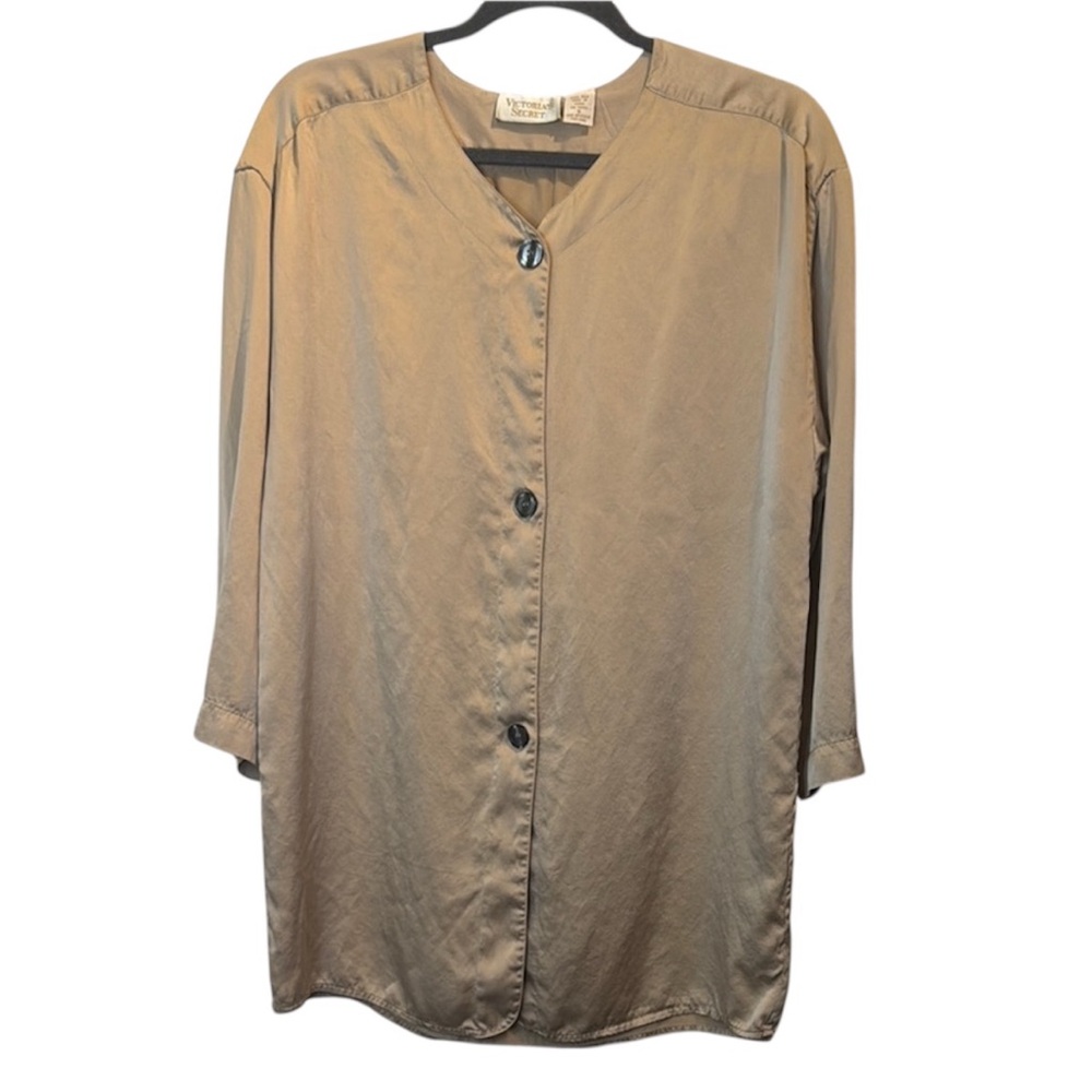 Vintage Victoria’s Secret Silk Button-Up Women's Sleep Shirt